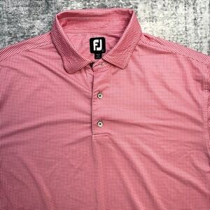 FootJoy Polo Shirt Mens Large Pink Houndstooth Geometric Golf Performance Travel